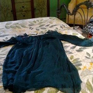 Nicole silk dress with lace accent.